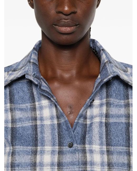 A.M.G Blue Check-Pattern Button-Down Shirt