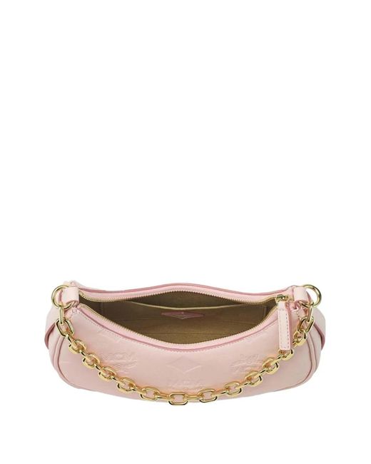 MCM Pink Aren Crescent Bag
