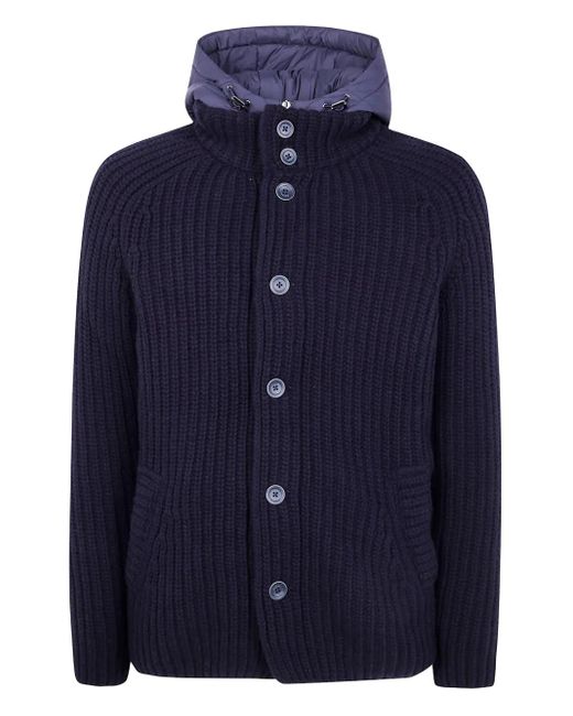 Herno Blue Wool Bomber Jacket for men