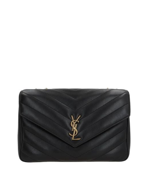Grand Sac Porté Épaule Loulou Saint Laurent en coloris Black