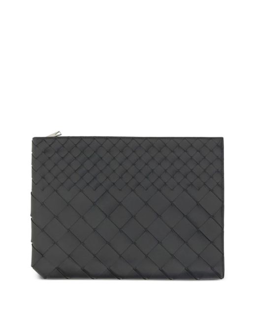Bottega Veneta Gray Intrecciato Leather Laptop Bag for men