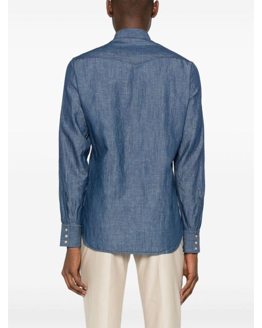Lardini Blue Chambray Longsleeved Shirt for men