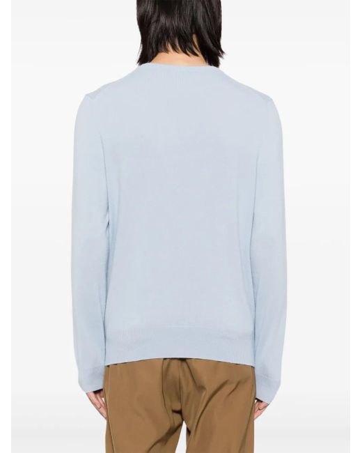 N.Peal Cashmere Blue Oxford Round Neck Jumper for men