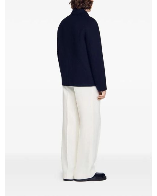 Sandro Black Wool Jacket With Regular Collar for men