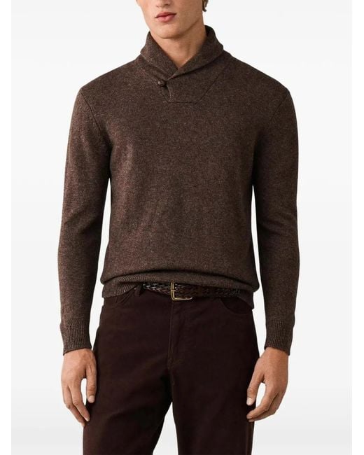 Hackett Brown Shawl-Collar Sweater for men