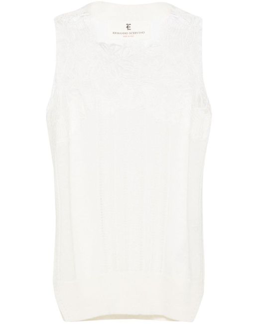Ermanno Scervino White Lace-detail Knitted Top