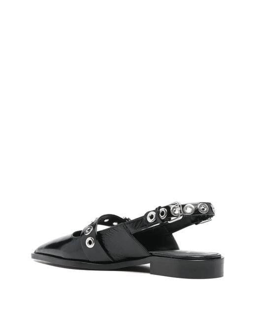 Maje Black Eyelet Strap Loafer