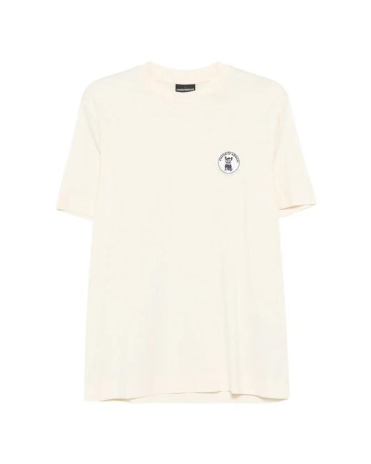 Emporio Armani White Logo-Patch T-Shirt for men