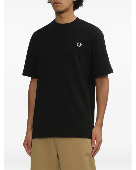 Fred Perry Black Small-Logo Cotton T-Shirt for men