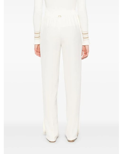 Twinset White Embroidered Crepe Trousers