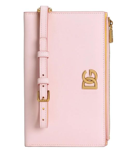 Custodia Passaporto Con Placca Dg di Dolce & Gabbana in Pink