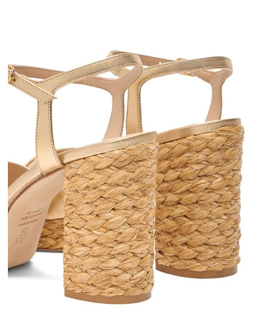 Stuart Weitzman 110 Mm Espadrilles Met Plateauzool En Gekruiste Bandjes in het Metallic