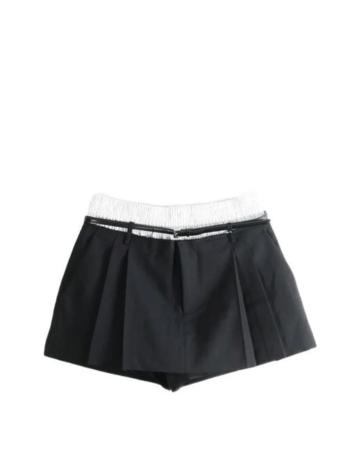 Alexander Wang Black Mid-Rise Layered Boxer Tailored Shorts