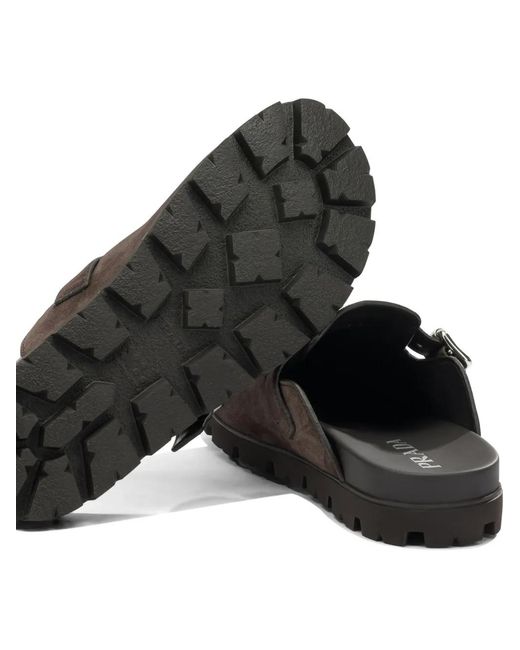 Prada Black Buckle Strap Loafers for men
