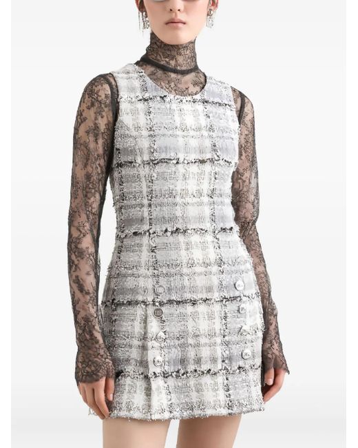 Abito Corto A Quadri di Dolce & Gabbana in Gray