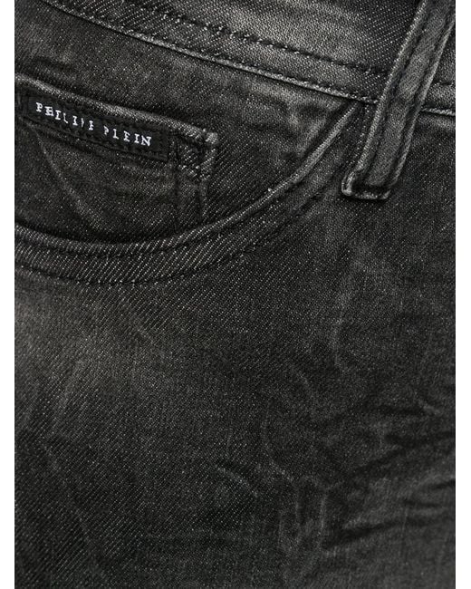 Philipp Plein Gray Acid-Wash Skinny Jeggings