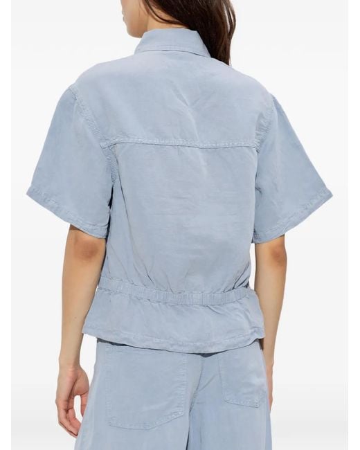 AllSaints Blue Elasticated-Waist Short-Sleeve Shirt