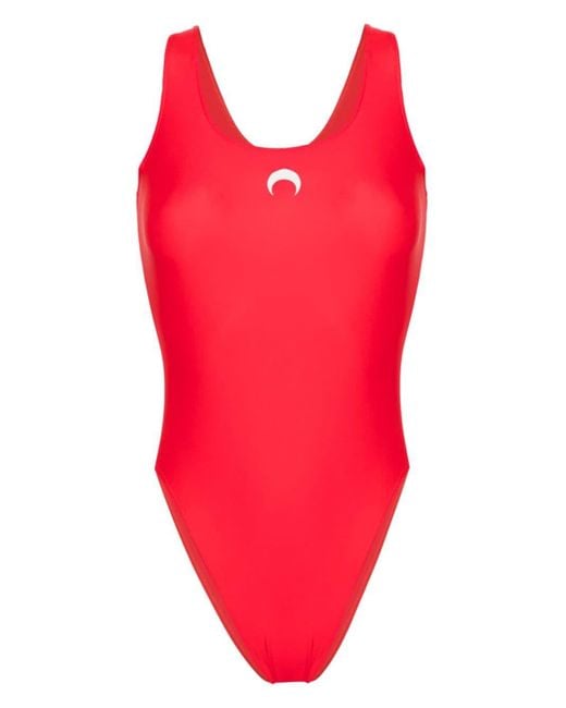 MARINE SERRE Red Crescent Moon-print Swimsuit