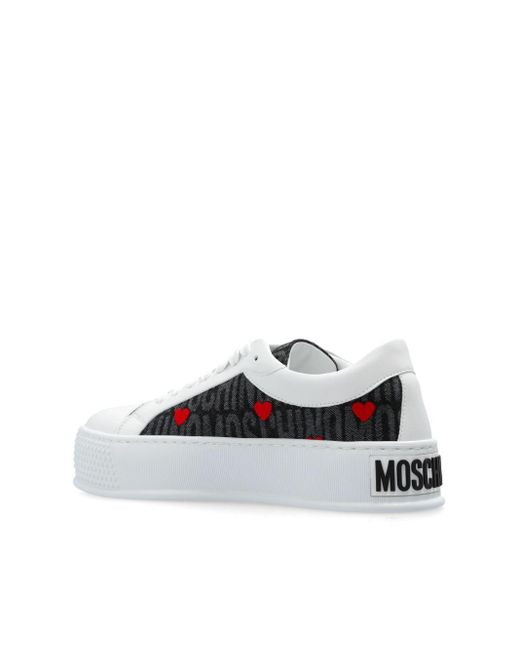 Moschino White Logo-Jacquard Sneakers