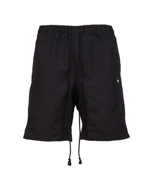 Song For The Mute Black Logo-Embroidered Side-Stripe Shorts for men