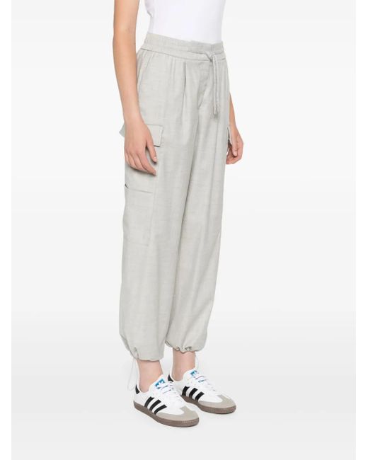Peserico Gray Pleated Tapered Cargo Trousers