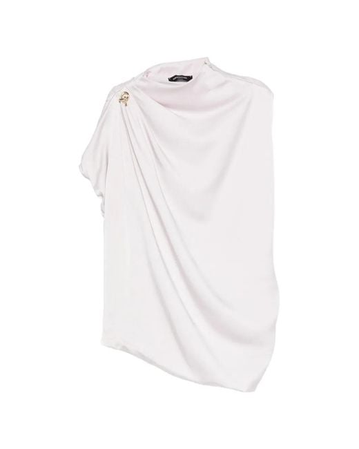 Fabiana Filippi White Draped-Detail Knot-Embellished Top