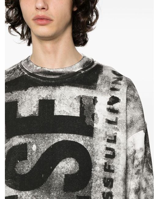 DIESEL Gray S-bunt-bisc Cotton Sweatshirt for men
