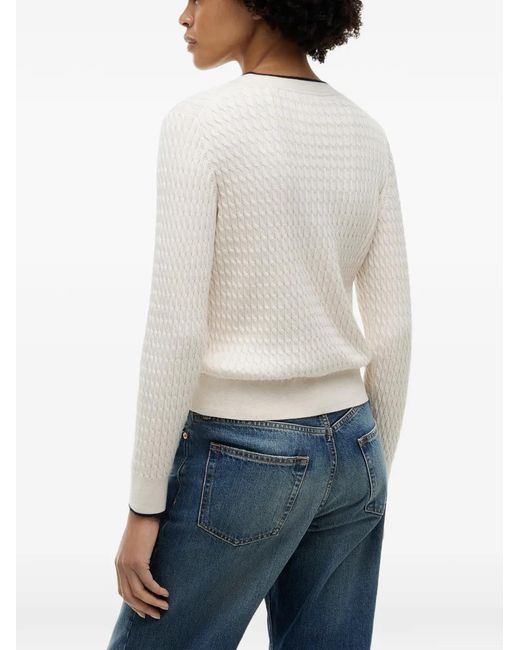 Tommy Hilfiger White Embroidered-Logo Cardigan