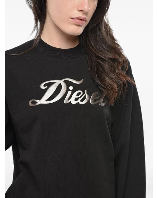 DIESEL Black Logo-Print Brushed Sweatshirt