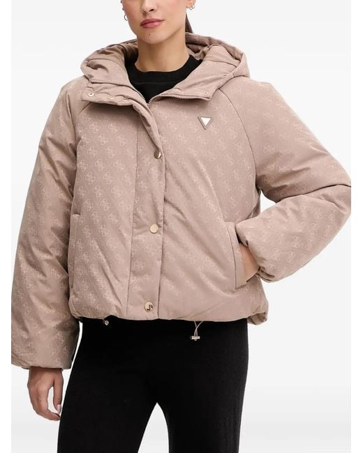 Guess Natural Hooded Patterned Jacket