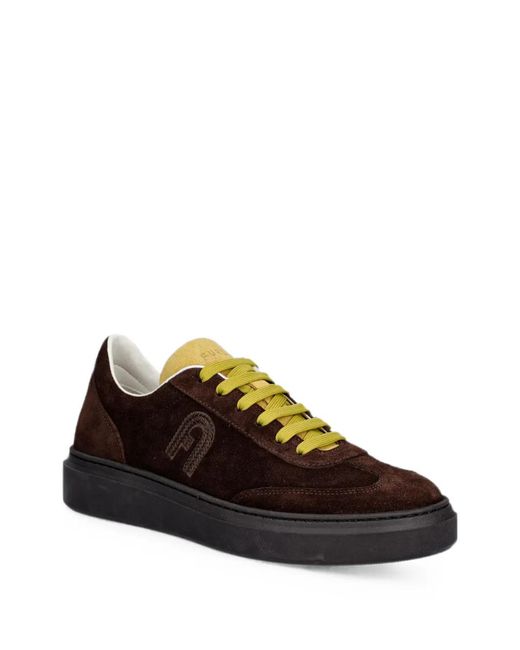 Furla Black Hype Logo-Patch Suede Sneakers