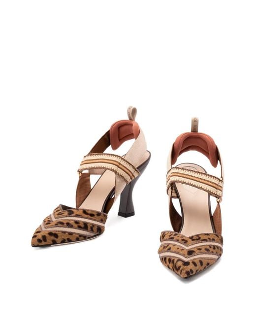 Fendi Brown 85Mm Colibrì Leopard-Print Pumps
