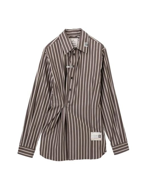 Maison Mihara Yasuhiro Brown Striped Twisted-Detail Shirt