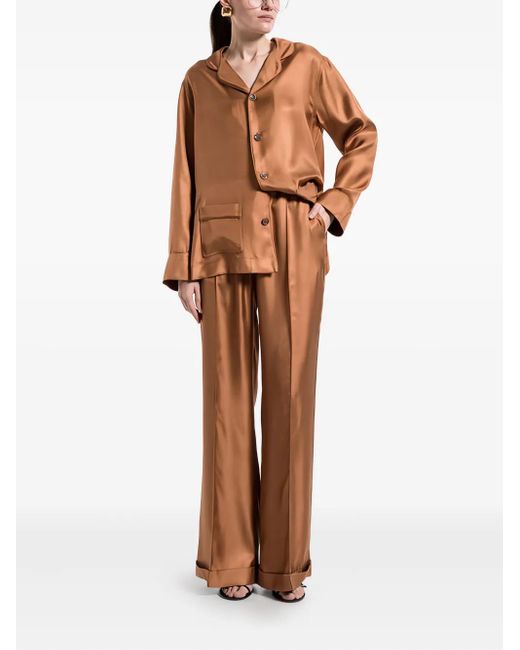 Tom Ford Brown Drawstring Silk Trousers