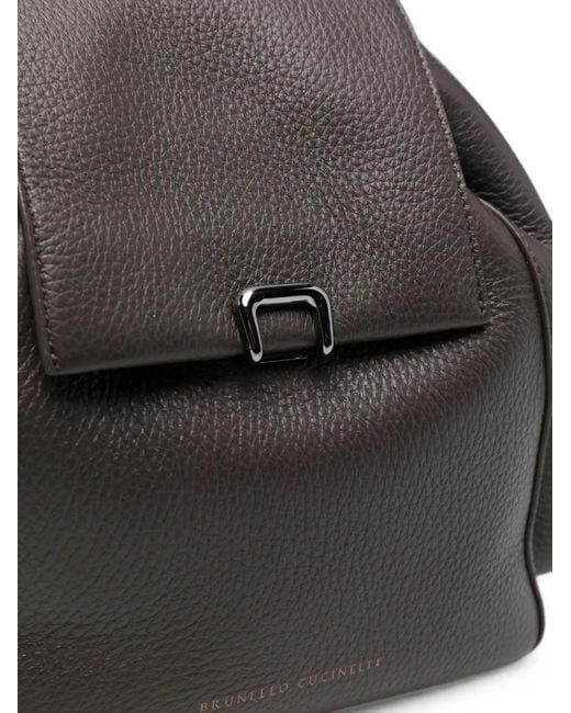 Brunello Cucinelli Black Sartorial Grainy Leather Backpack
