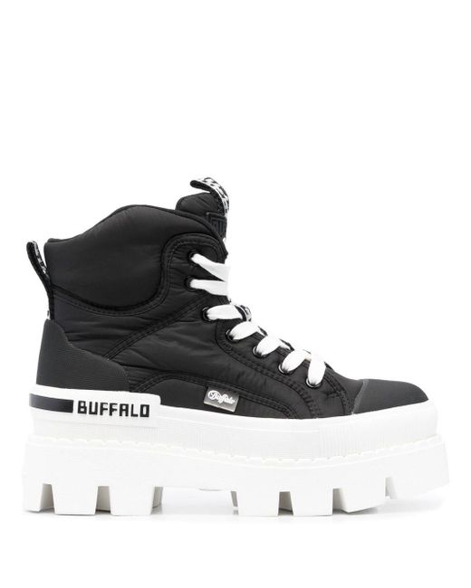 Buffalo 60mm Chunky Lace-up Boots in Black | Lyst UK