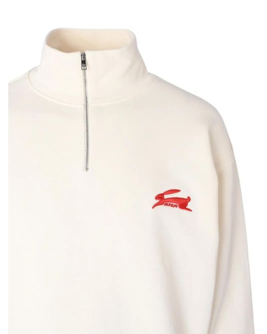 MSGM White Rabbit-Detail Zip Sweater for men