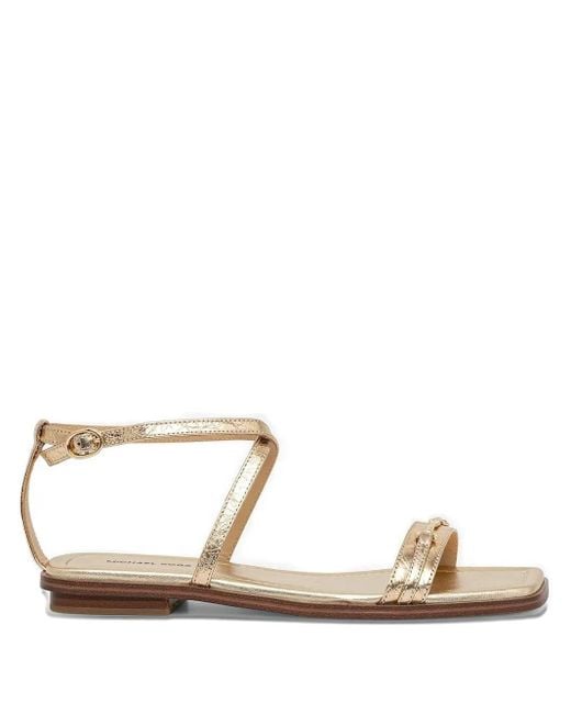 MICHAEL Michael Kors White Lena Metallic Leather Sandals