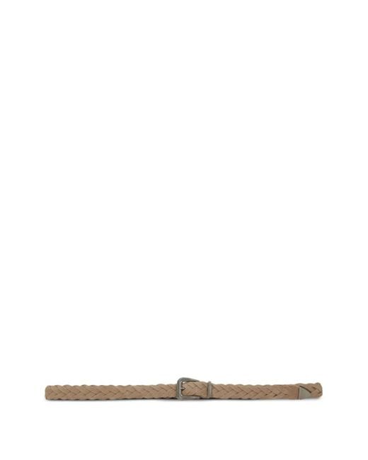 Brunello Cucinelli White Braided Buckle Belt