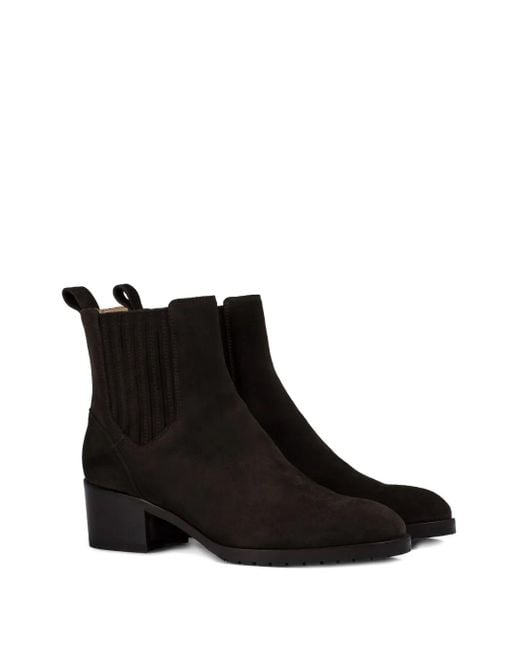 Doucal's Black Elastic-Panel Suede Boots