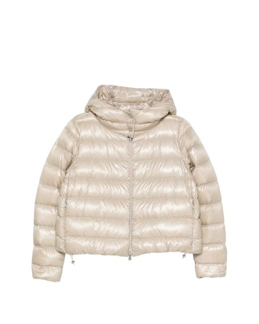 Herno Natural Hooded Quilted Zip-Up Jacket