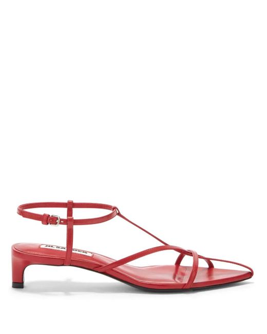 Jil Sander Pink Pointed Open-Toe Leather Sandals