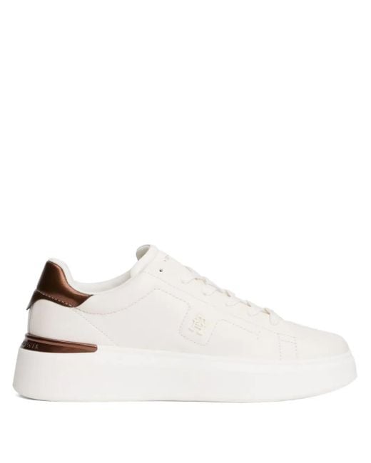 Tommy Hilfiger Natural Logo Leather Sneakers