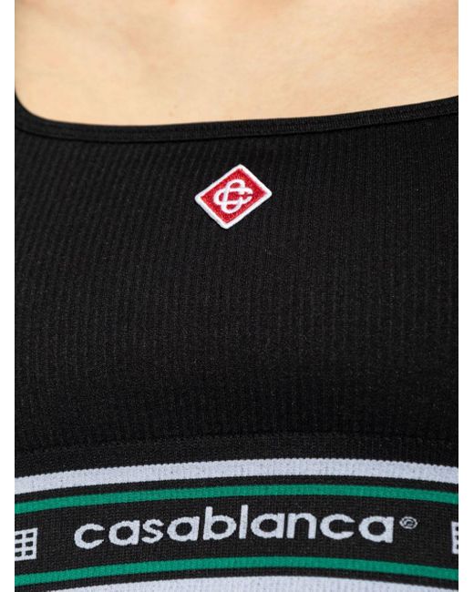 Casablancabrand Black Logo-embroidered Crop Top