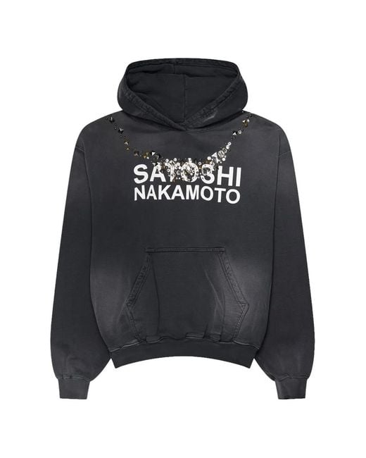 Satoshi Nakamoto Black Ice Stud-Embellished Hoodie for men