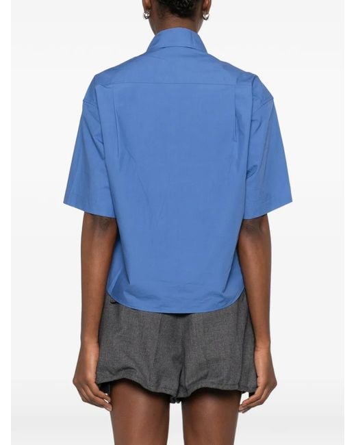Sandro Blue Embroidered And Beaded Shirt