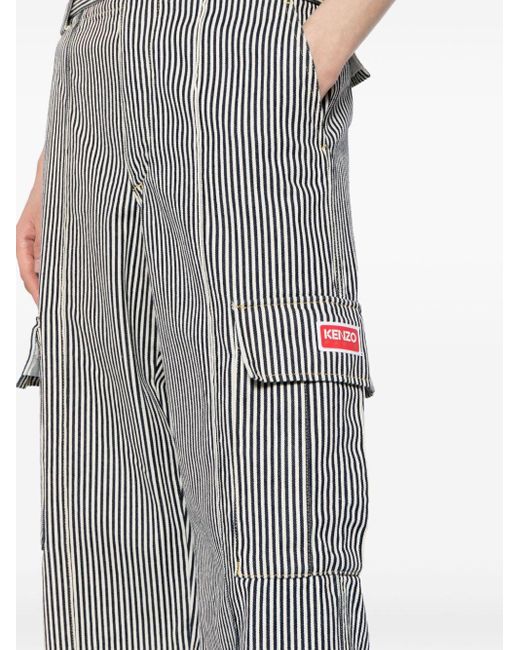 KENZO Gray Straight-cut Striped Army Jeans for men