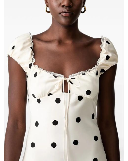 Bardot White Stasia Polka-Dot Lace-Trim Maxi Dress
