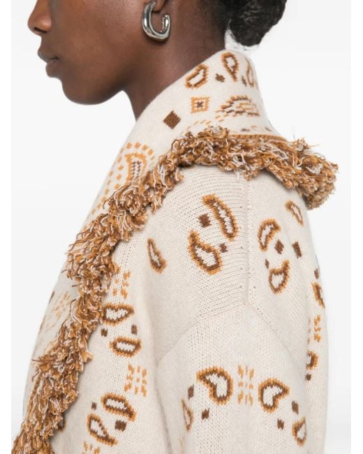 Alanui Natural Paisley-Pattern Fringed Jacket
