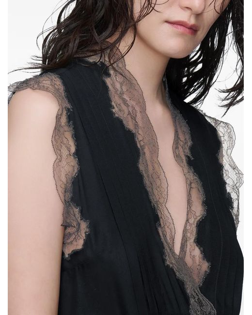 Maison Margiela Black Lace-Trim Midi Dress